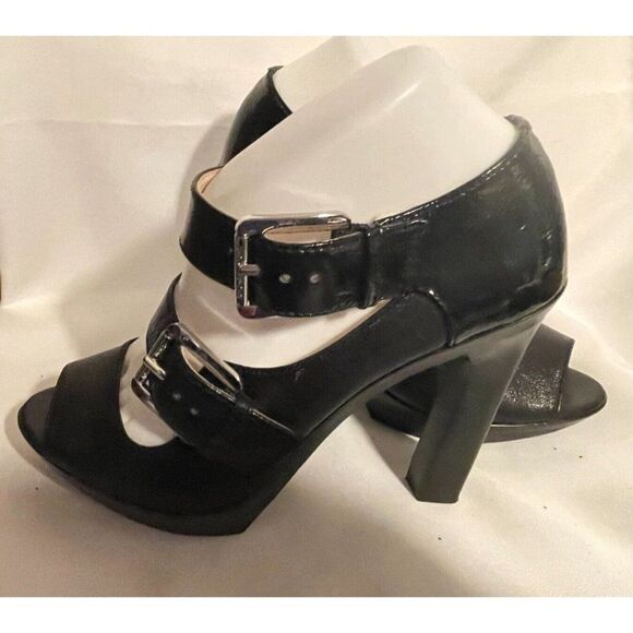 NEW Michael Kors Desert Double Buckle Black Patent Leather 7.5M - Picture 5 of 15